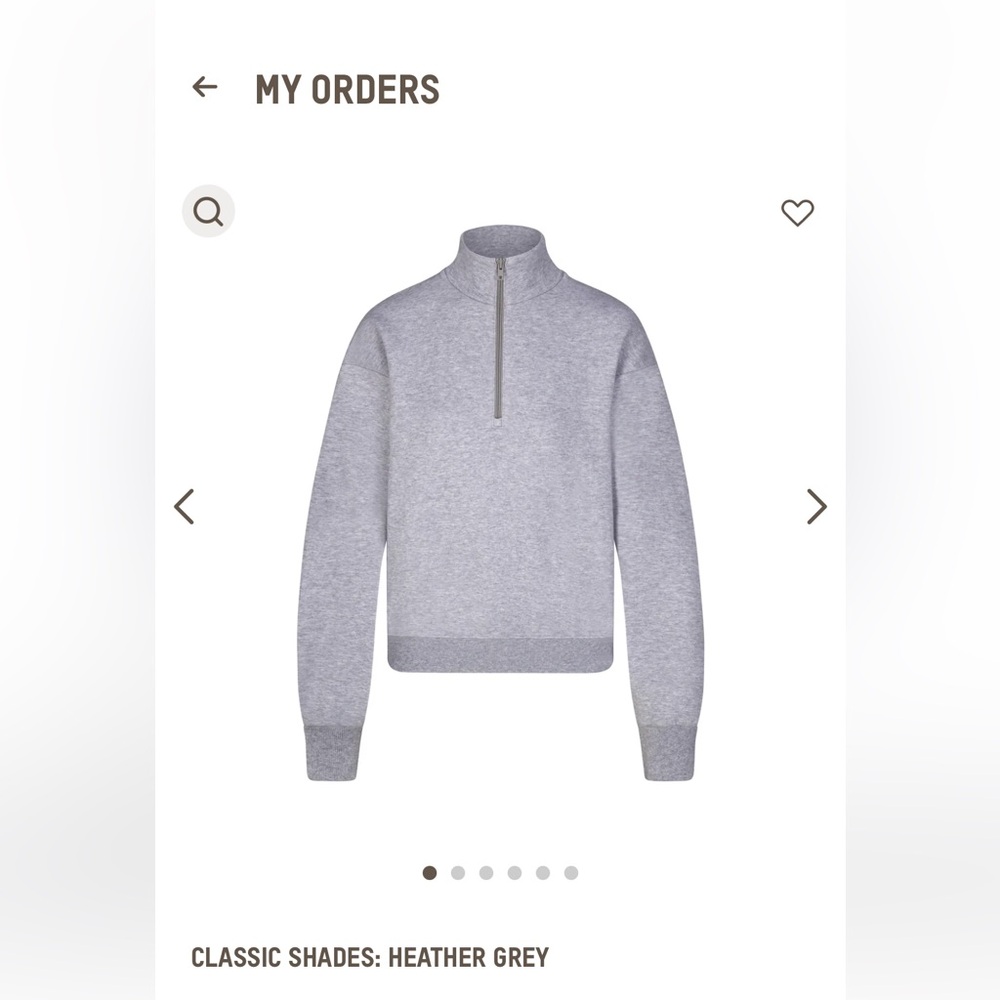 Skims Cotton Fleece Classic Quarter Zip Pullover Heather Grey Size Small